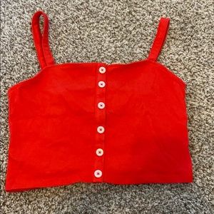 cropped red tank top